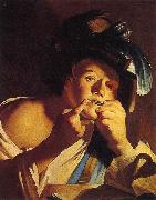 Dirck van Baburen Man Playing a Jew s Harp oil painting on canvas